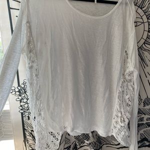 White Lace Free People Long Sleeve Tee